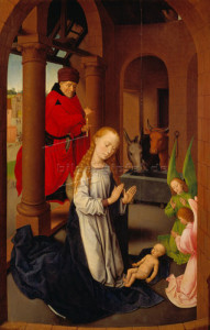 Hans Memling, Christi Geburt, linker Flügel des Dreikönigsaltars, um 1470, Madrid 