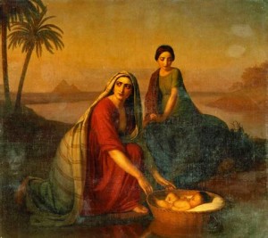 Da hatte wohl JHWH auch seine Hand im Spiel: Moses wird von seiner Mutter in den Nil gelegt, Alexey V. Tyranov, 1839-1842.